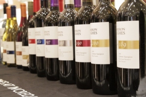 Row of wine bottles